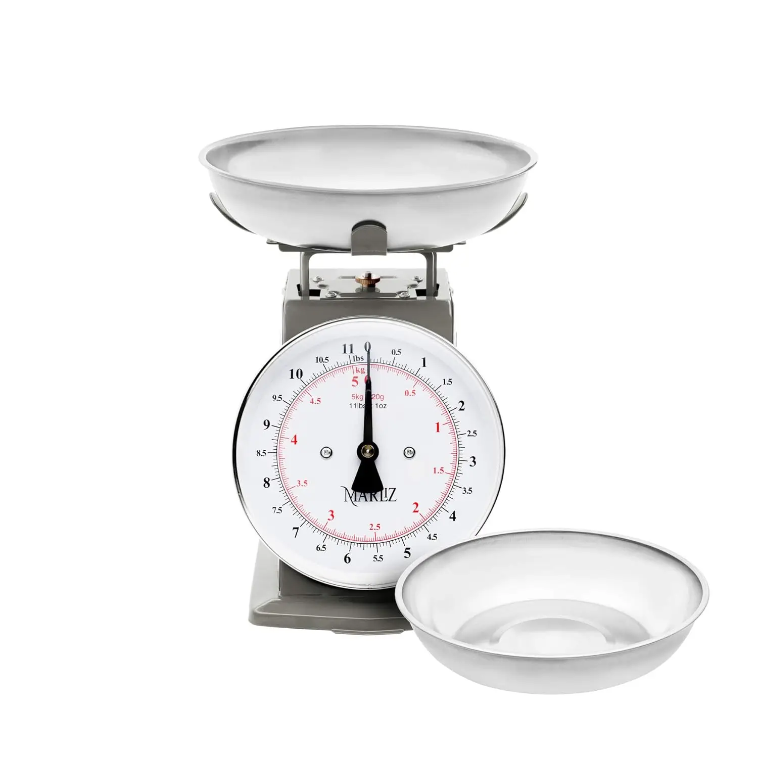 

Vintage Mechanical Kitchen Scale with 2 Stainless Steel Bowls, 5Kg Capacity for Baking and Cooking