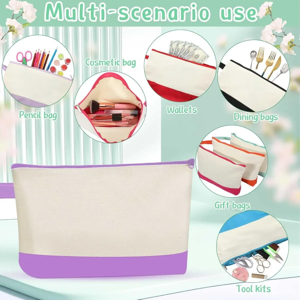 أكياس حمل قطنية قابلة لإعادة الاستخدام مع حقيبة بسحاب، 18.5 أكياس تسوق يدوية للاستخدام اليومي #5