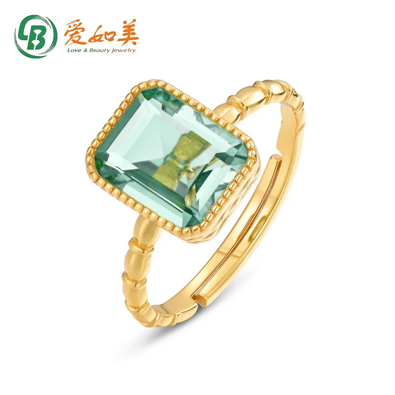 

Винтажное кольцо ярких цветов с синтетическим зеленым аметистом, золото 18 карат, платиновое посеребренное 7-слойное золотое кольцо с геометрическим рисунком PT950