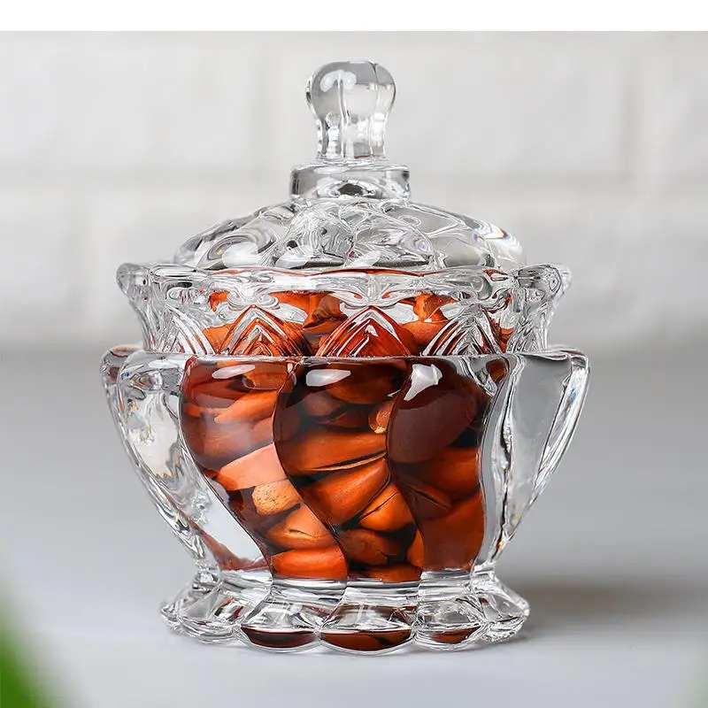 

Crystal Glass Jar Transparent Candy Decorative Storage with Cover Snack Organize Box Decor Ornaments Bottles