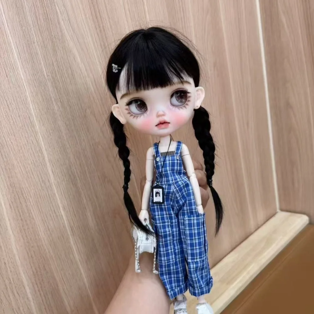 

Blyth OB24 Doll's Clothes Accessory Sweet Tube Top Checkered Overalls Fit Female Action Figure Body DIY Toys For Gift ﻿