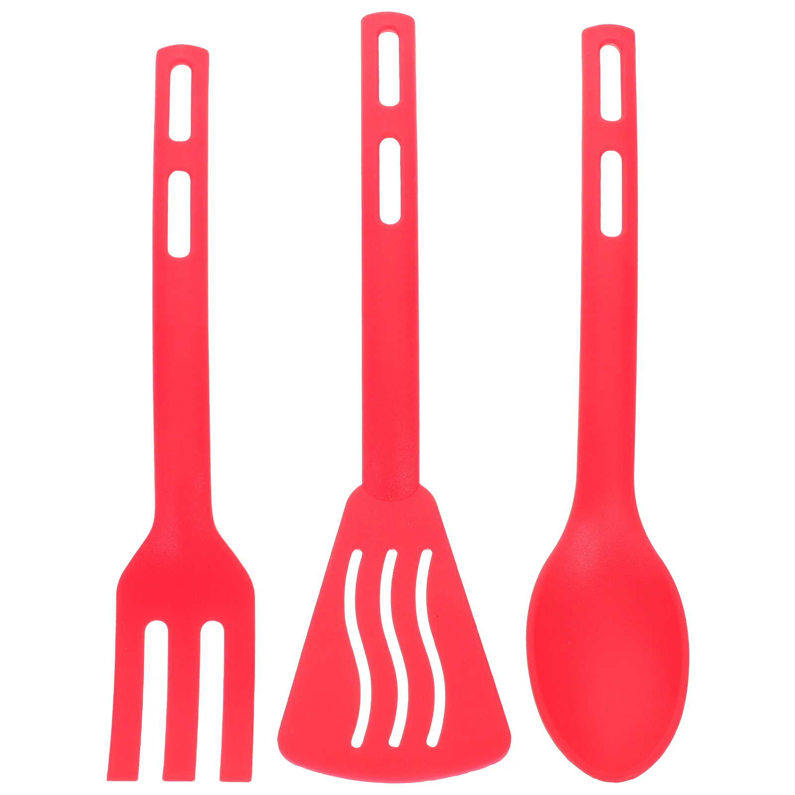 

3 Piece Nonstick Cooking Utensils Set Red Spoon Spatula Turner Heat Resistant Versatile Kitchen Tool Set Essential