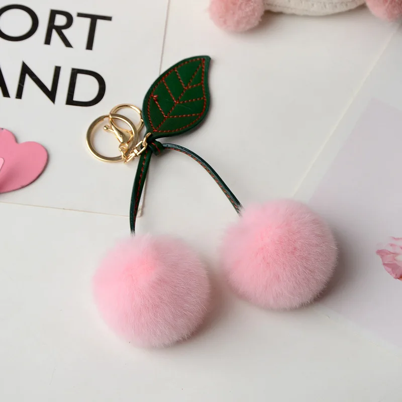 Nieuwe Otter Konijn Haar Kers Multi-color Auto Sleutelhanger Hanger Leuke Pompom Pop Pop Tas Tas Opknoping Sleutelhangers voor Vrouwen Gift