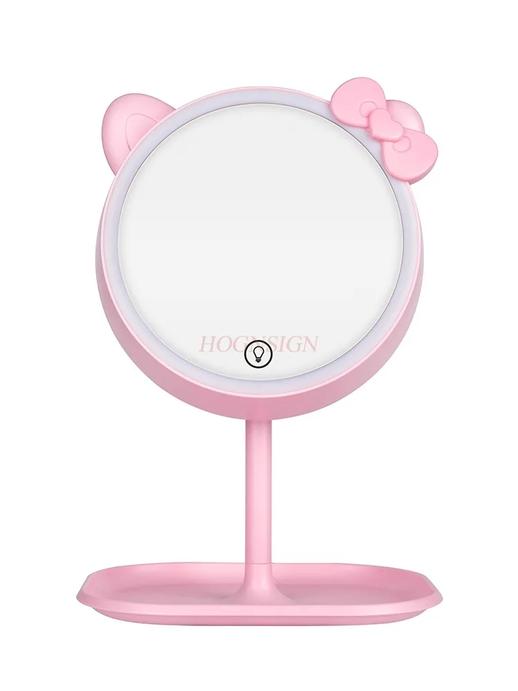 LED makeup mirror with light, mirror surface, dormitory desktop, portable and cute makeup mirror