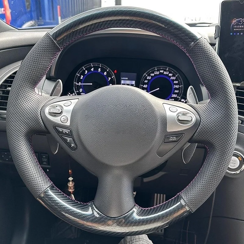 

Hand-stitched Car Steering Wheel Cover Leather For Infiniti FX FX35 FX37 FX50 Nissan Juke Maxima 2009-2014 Car Accessories