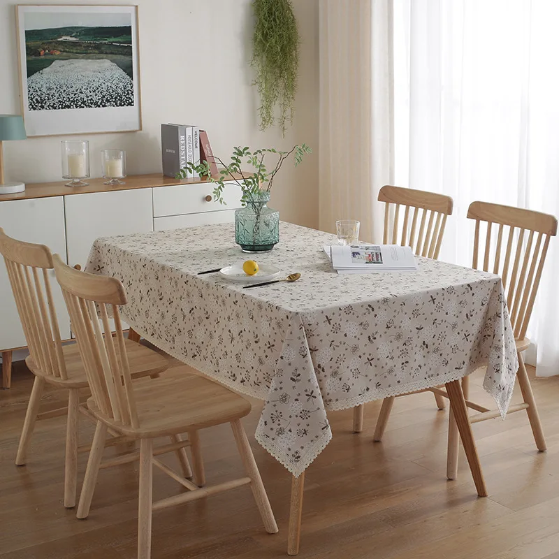 Bloom Table Cover with Lace,Customizable Blending Flower Tablecloth,for Home Kitchen Dinning Tea Coffee Table Decoration