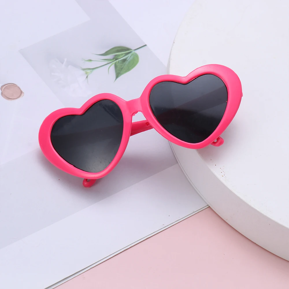 Heart Miniature Sunglasses Candy Color Frame Doll Glasses Toys Eyewear Doll Eyes Clothes Accessories For 60CM Dolls Dress Up