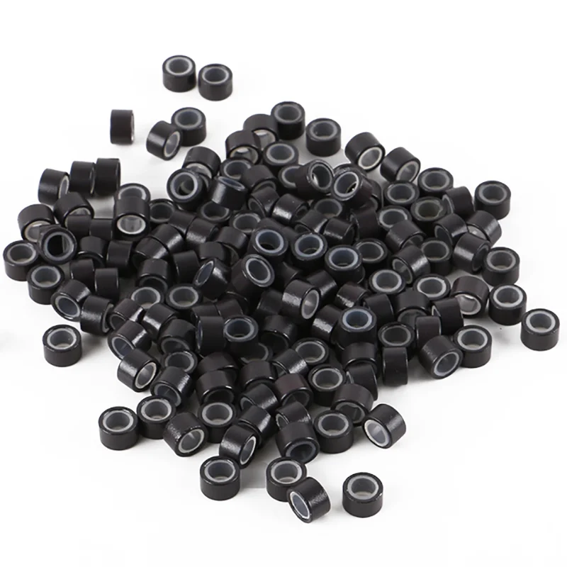 HARMONY 4000 Pieces Black 4.0mm/4.5mm/5.0mm/5.5mm Micro Rings With Silicone Lined Hair Extensions Rings Beads Tubes Links