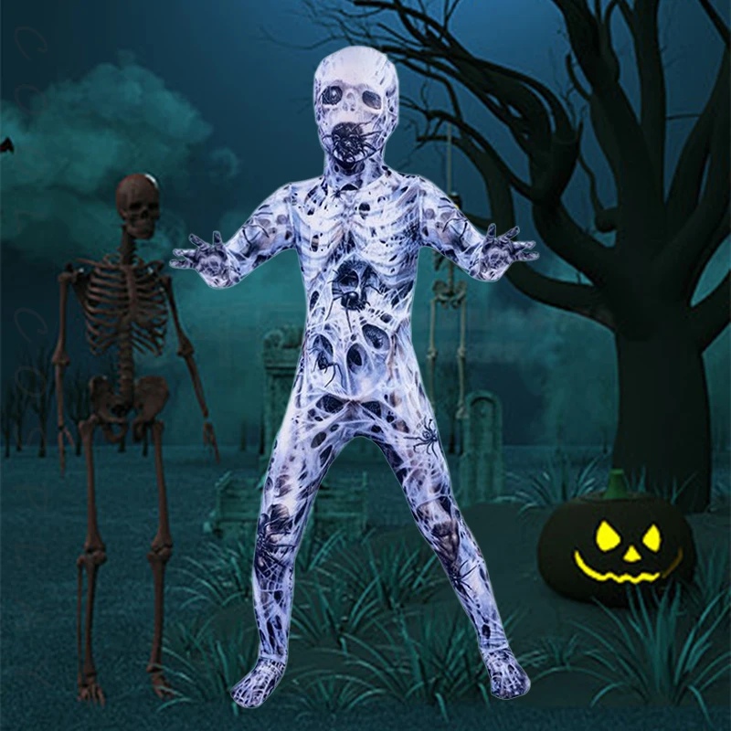 شجرة العين الحمراء شيطان دور اللعب زي الكبار الاطفال المطبوعة سستة قناع مخيف ارتداءها كرنفال حفلة عطلة الأداء زي #6