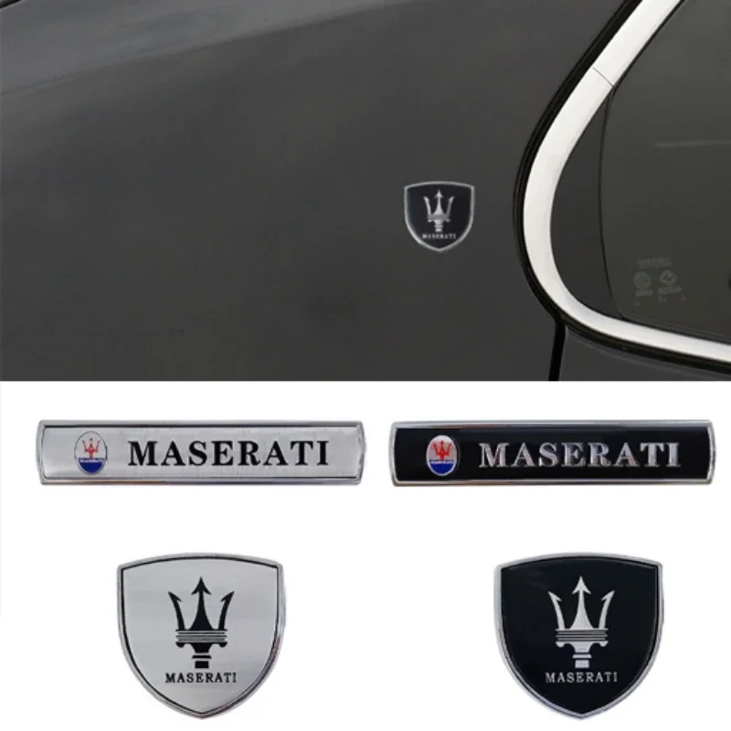Emblema de Metal 3D para coche, pegatinas para el cuerpo de la ventana lateral del maletero trasero para Maserati Levante Quattroporte Gran Ghibli Granturismo Cabrio Coupe