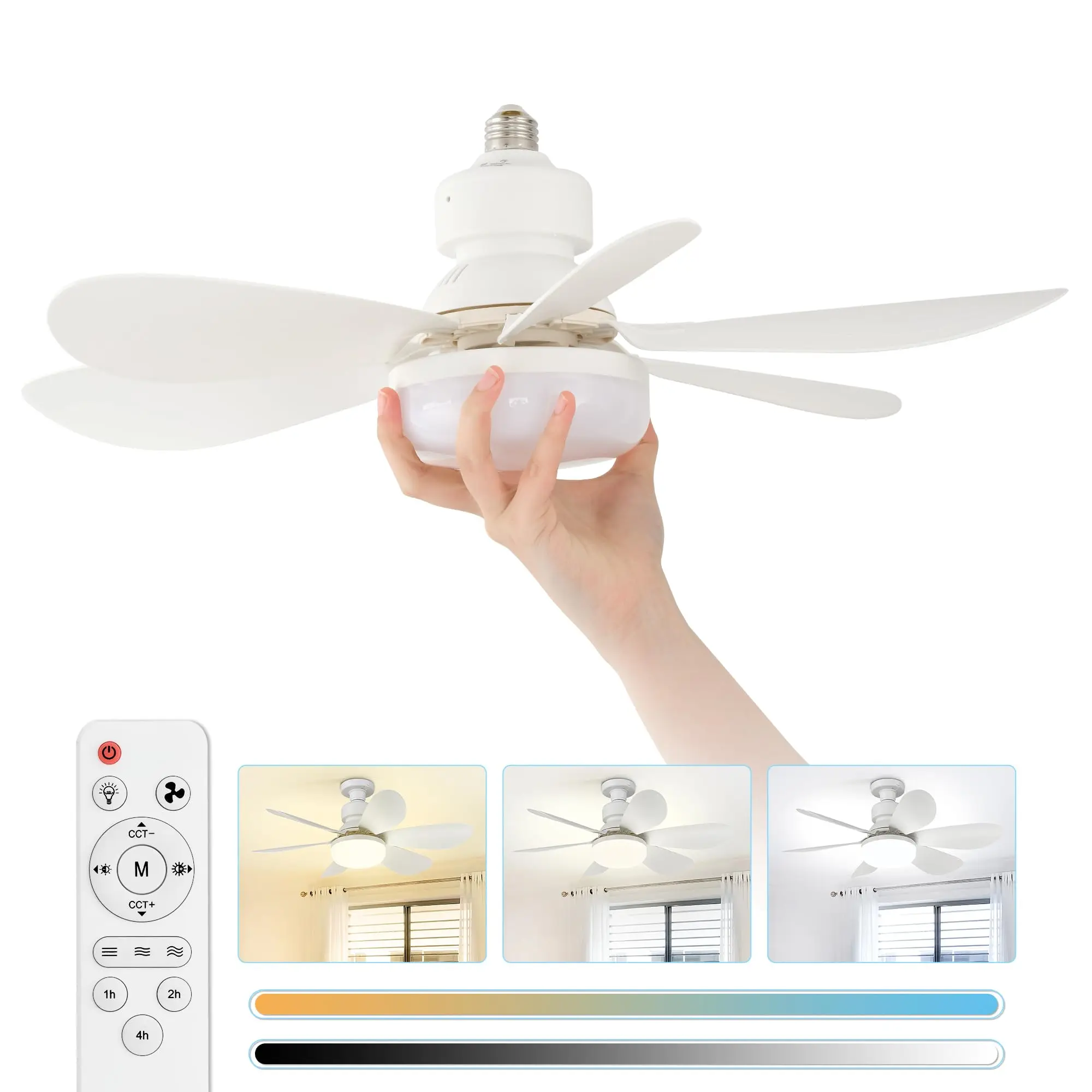 Modern Ceiling LED Light Fan 52CM Silent with Remote Control Ceiling Fan Lamp for Room Office Study Kitchen
