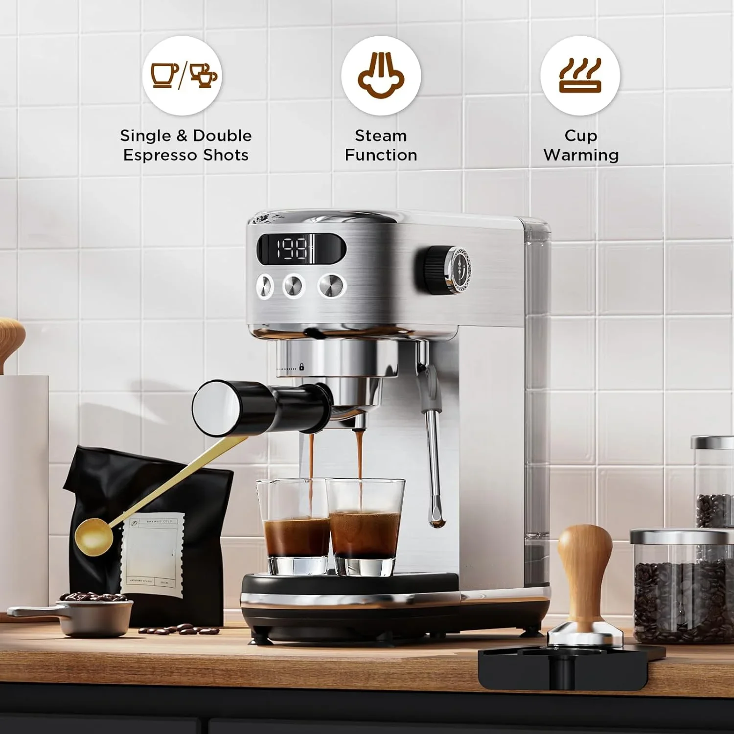 Semi-Automatic Electric Coffee Maker Portable 20Bar Pump Espresso Machine for Household and Hotel Use