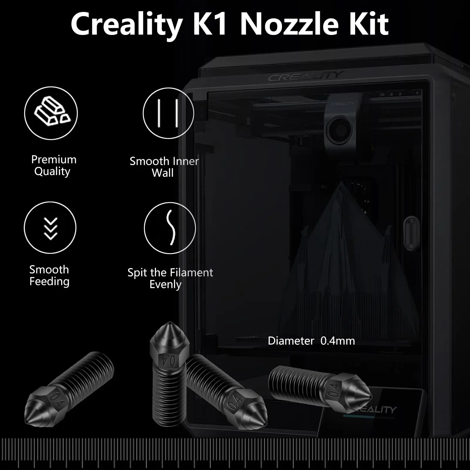Creality Ender 3 V3 KE Nozzle Har Hardened Steel Nozzle Kit 0.2/0.4/0.6/0.8/1.0/1.2mm for K1 3D Printer Parts Non Stick Filament