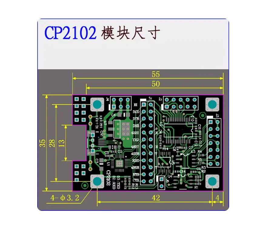 CP2102 module USB to serial port TTL232 RS232 RS485 RS422