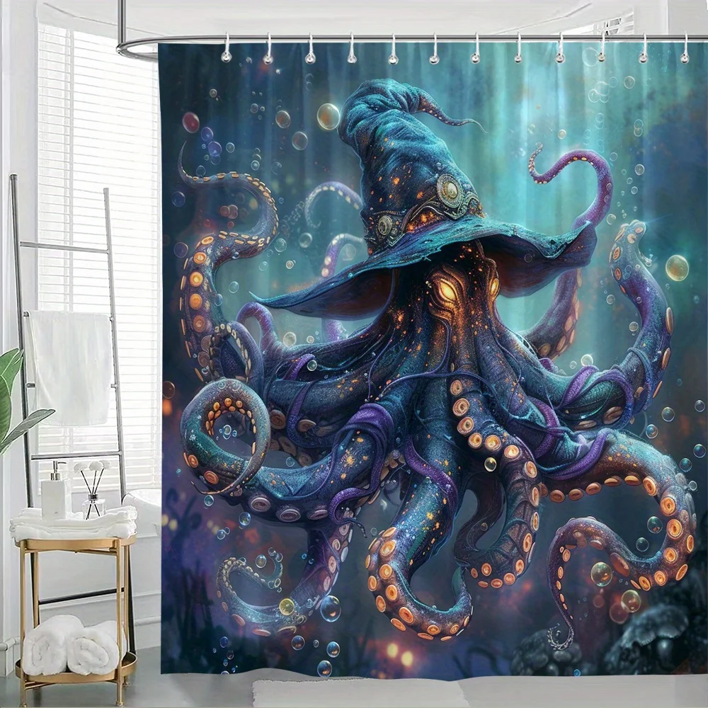 

1pc Royal Palace of Madrid Shower Curtain - Golden Stonework Towers, Canal Bridge & Lush Flowers Digital Art