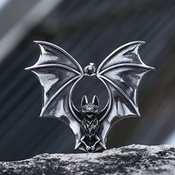Punk Biker 2023 New 316L Stainless Steel 3D Bat Pendant Detailed Necklace Animal Jewelry High Quality Boyfriend Gift Accessories
