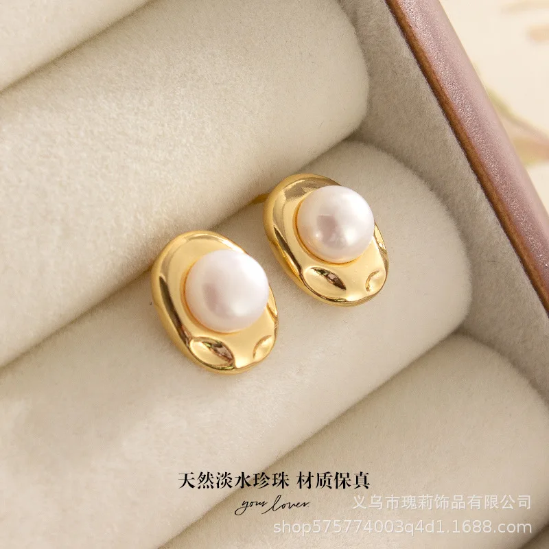 

Internet celebrities summer products hot natural freshwater pearl stud earring Korean version simple earrings manufacturers spot