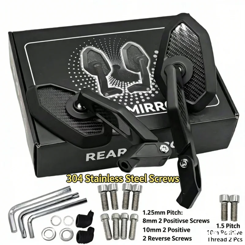 

Motorcycle Carbon Fiber Side Mirror 8mm 10mm Universal for Electric Scooter Dirt Bike CNC Rearview Mirror
