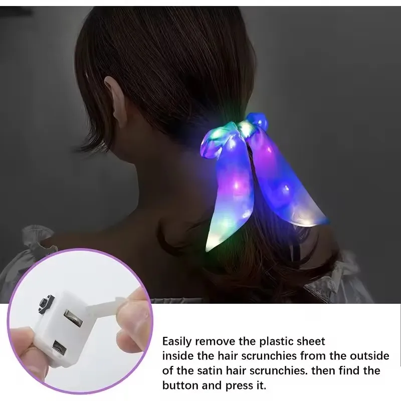 5-20 قطعة Scrunchies تضيء LED Scrunchies للفتيات النيون الشعر Scrunchie الملونة مرونة الشعر التعادل 3 وضع الضوء يتوهج في الظلام