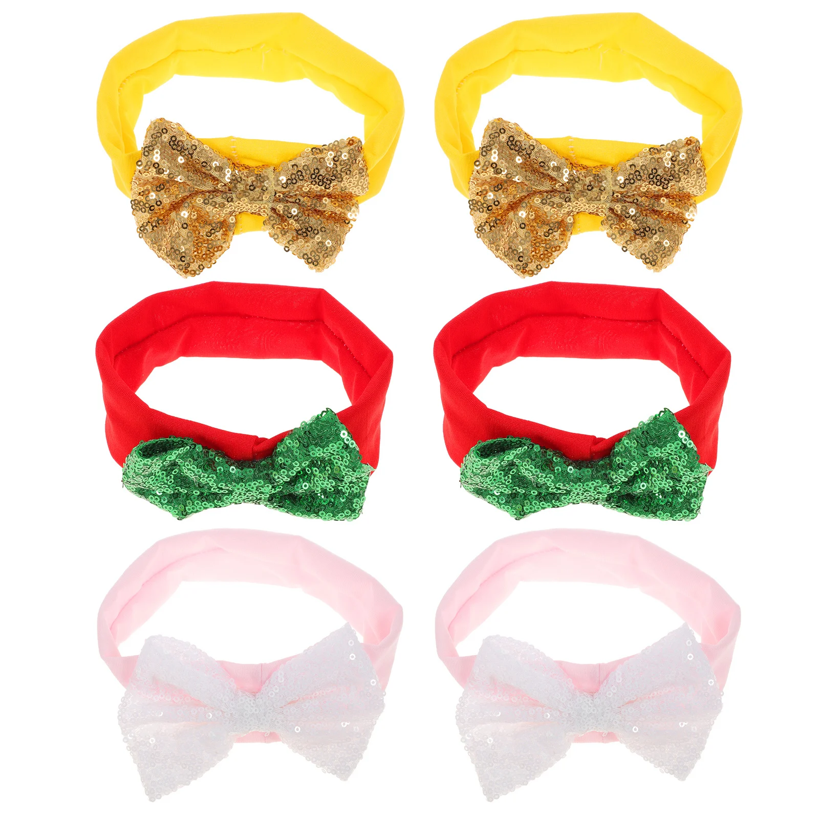 

6 шт., повязка на голову с узлом-бабочкой, рождественская повязка на голову, набор с яркими тканевыми аксессуарами для волос для детей, праздничная вечеринка, косплей