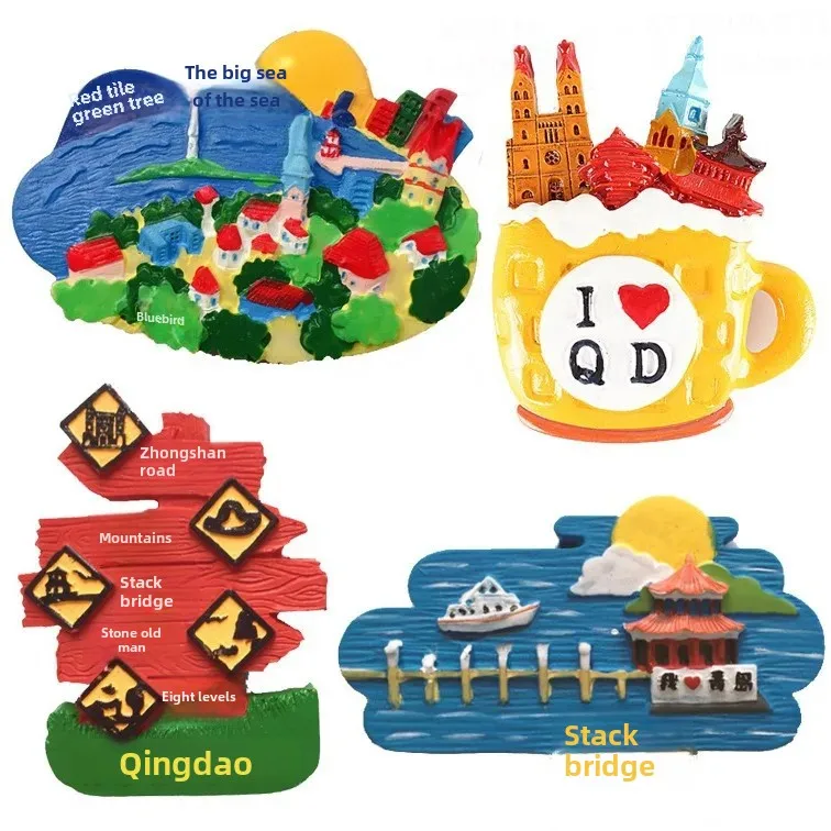 Qingdao Hand-Drawn Fridge Magnet Stack Bridge Flower Princess Beer Festival Local Heart Like Lotus Root Beer Bottle Cap