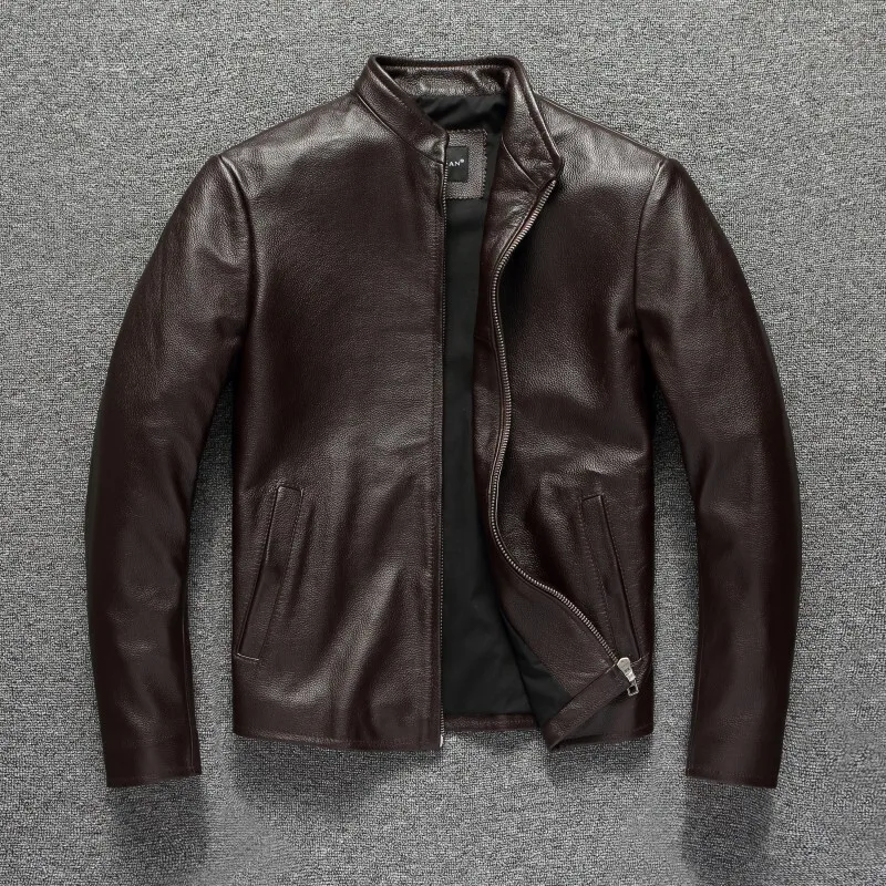 

Streetwear Real Leather Jacket Men Casual Genuine Cowhide Coats 6XL Slim Motorcycle Jacket Men's Clothing Кожаная Куртка