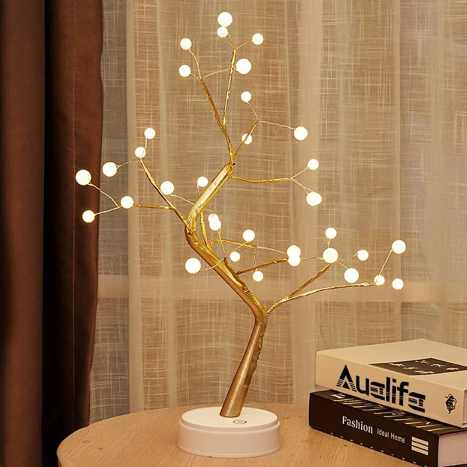 36/108 Led Night Light Table Bonsai Tree Lamp Touch Switch Copper Wire Table Lights For Bedroom  Christmas Decoration