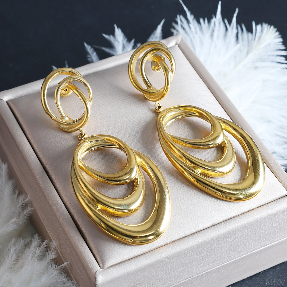 ZMfashion Irregular Circle Wrap Earrings Classic Retro Hanging Earrings Gold-plated Anti-allergic Stainless Steel Jewelry Women