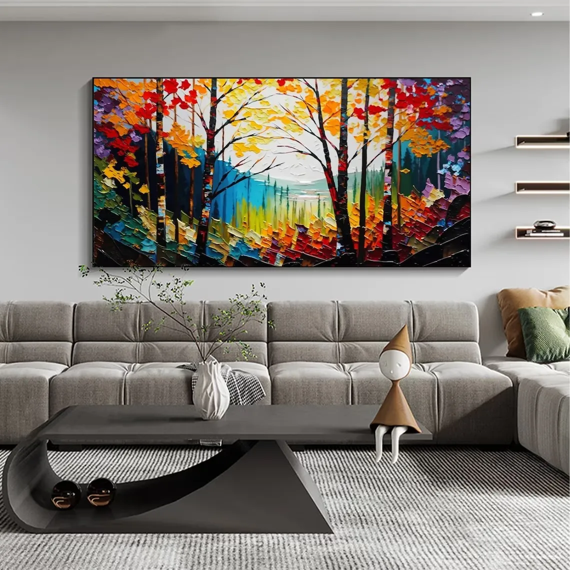 Abstract Forest Oil Painting On Canvas,Large Tree Wall Art Painting,Custom Home Decoration Paintings for Living Room Handhainted