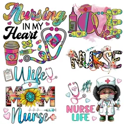 Nurse Life Stickers for Clothes Iron on Transfers Heat Transfers Stickers Patches on Jackets T-shirts Iron on Patches Appliques