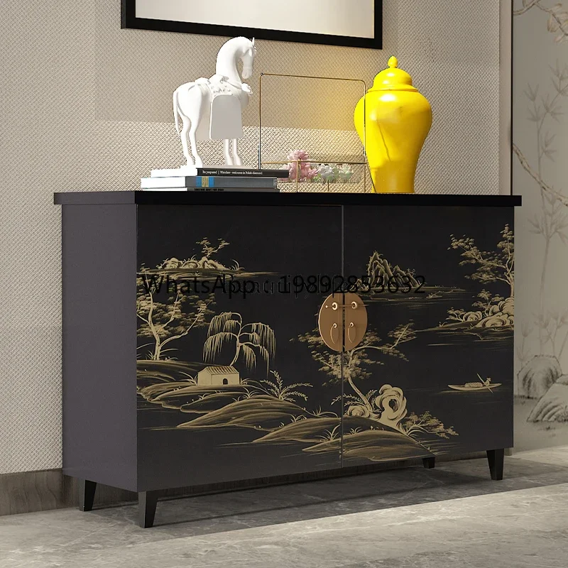 

FF New Chinese-style entrance cabinet integrated entry living room partition painted solid wood dining side cabinet