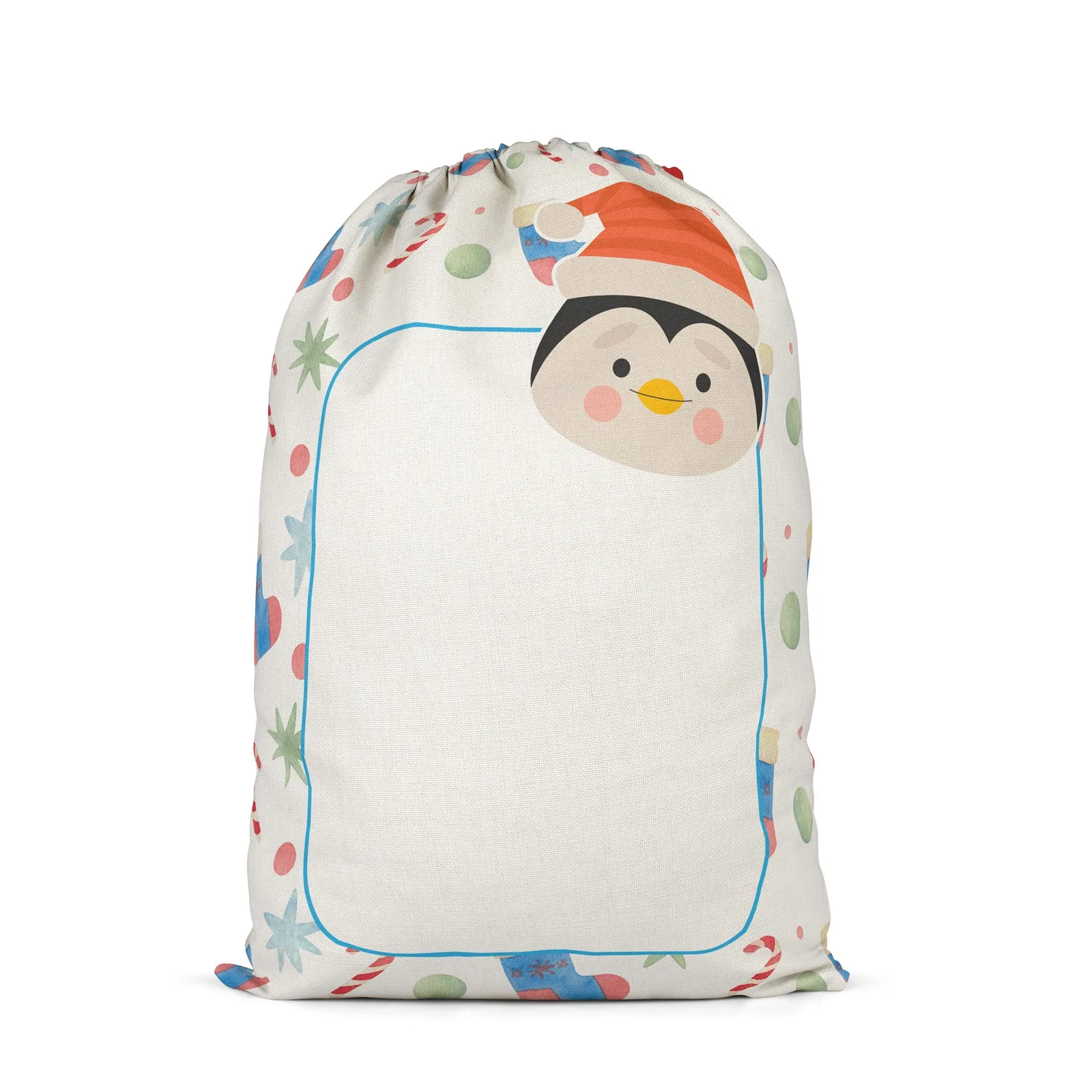 Linen Sublimation Blank Drawstring Bag with Larger Capacity for DIY Christmas Halloween Candy Santa Sacks  Xmas Gift Bag