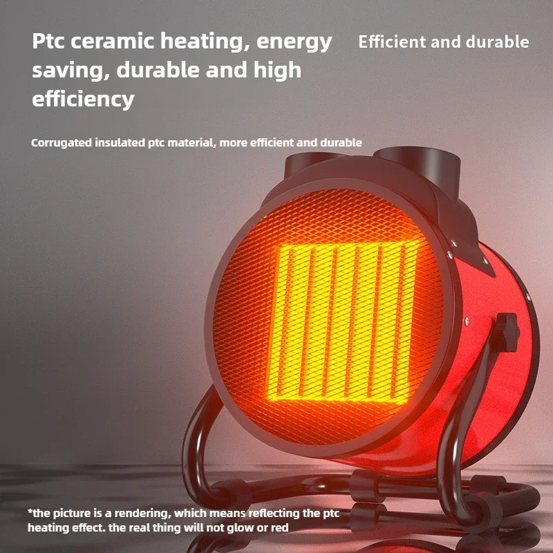 Electric Heating Fan 2000W Portable Space Heater Adjustable Thermostat 2 Heat Settings + Fan Mode Overheat & Tip-Over Protection image 5