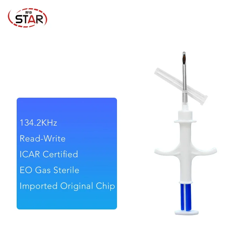 10pcs 2*12mm 134.2khz Pet Chip Animal Microchips Syringe FDX-B Icar Pig Fish dog Rfid Injector with Em4305 Embedded Microchip