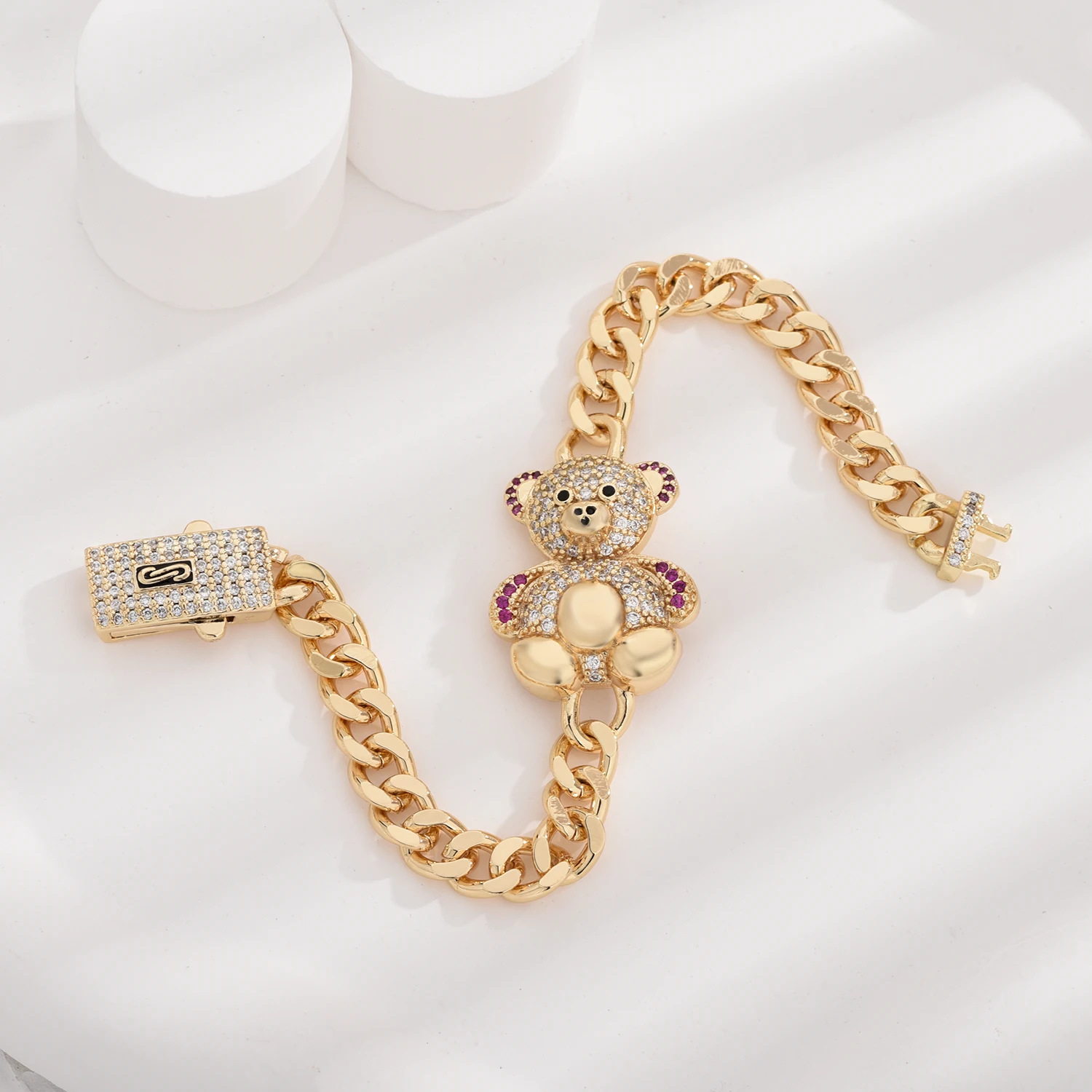 Hip-hop fashion jewelry cute bear 14k gold-plated bracelet women's jewelry support wholesale free shipping items