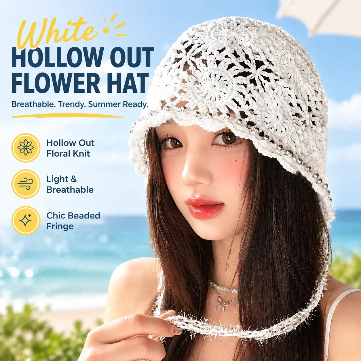 chapeau-seau-tricote-blanc-ajoure-a-fleurs-orne-de-perles-et-de-franges-pour-femme-respirant-tendance-couvre-chef-d'ete