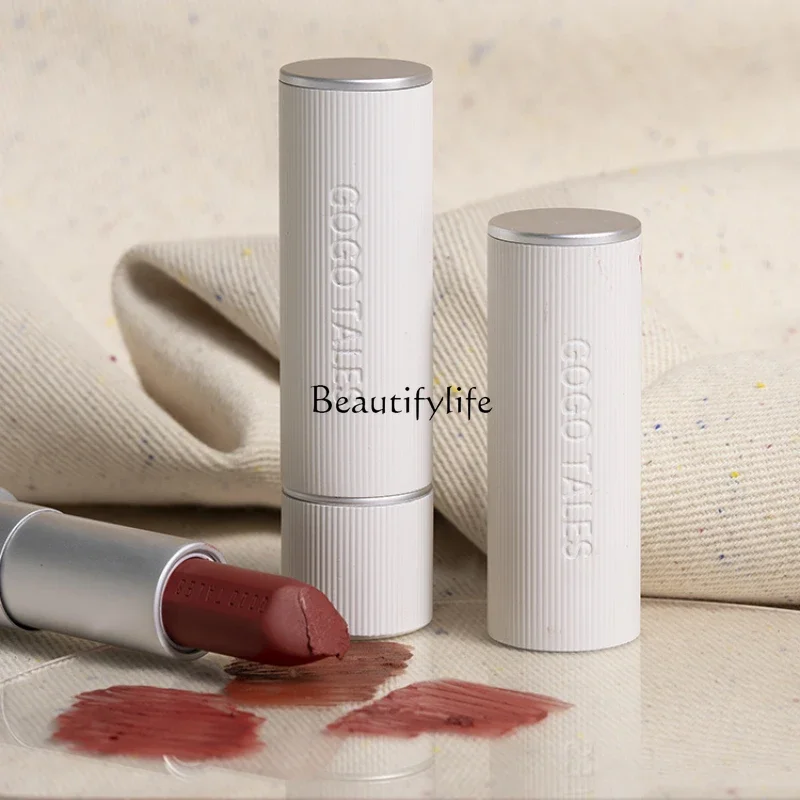 Striped Autumn Winter Retro Lipstick Soft Mist Velvet Caramel Chestnut Color Affordable Student