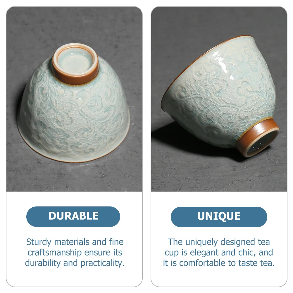 

1Set Kung Fu Tea Cup Ceramic Tea Mug Exquisite Embossed Appearance Classical Flavor Perfect for Brewing Entertaining Friends
