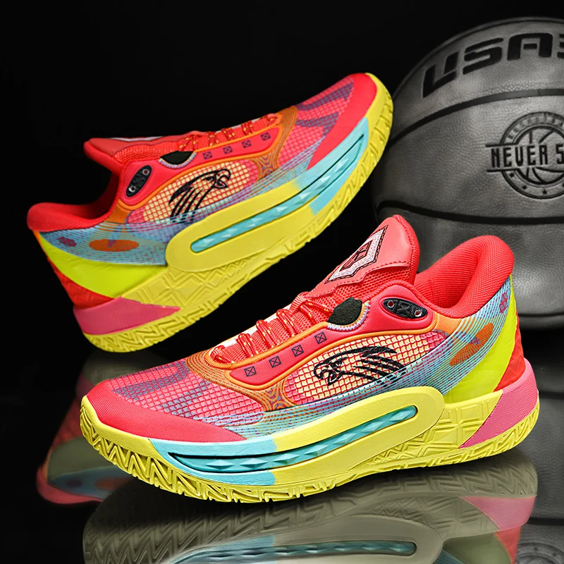 Men's Basketball Shoes Breathable Cushioning Non-Slip Wearable Runing Shoes Gym Training Athletic Basketball Sneakers for Women