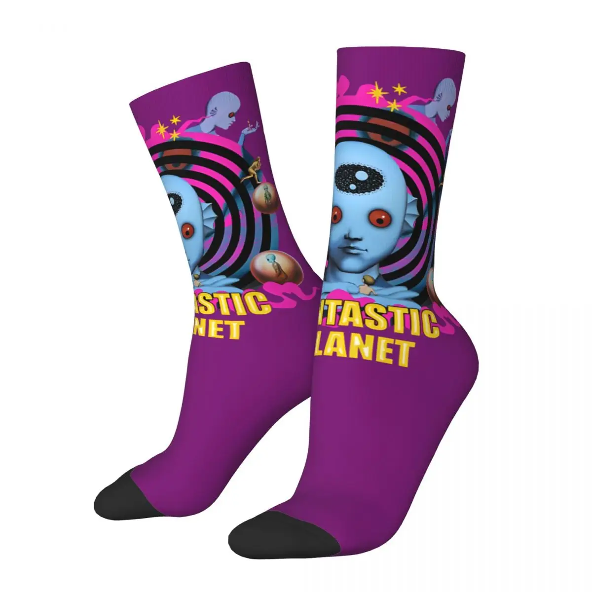 Retro Impressive Men's compression Socks Unisex Fantastic Planet Harajuku Pattern Printed Novelty Crew Sock