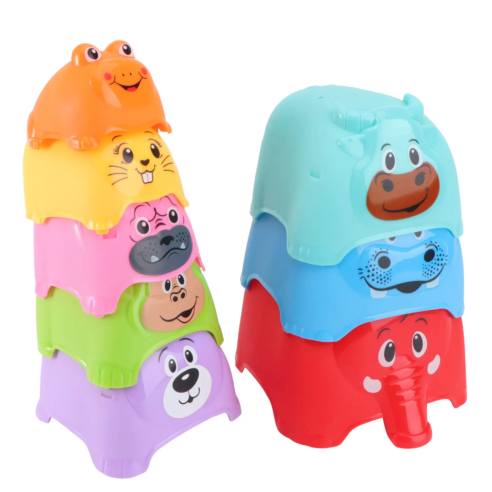 8個入り動物カラフル教育スタッカーゲーム-子供向け早期学習-動物テーマの楽しい遊び-耐久性のある子供向けおもちゃ
