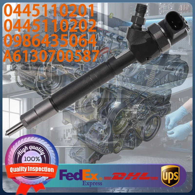 

0445110201 0445110202 0986435064 A6130700587 A6130700 Common Rail Injector For Mercedes-Benz Sprinter Vito OM611 Engine