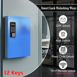 Cassetta di sicurezza per chiavi montaggio a parete (32 tasti), Smart Key Cabinet, APP Bluetooth/Password una tantum/wi-fi/codice fisso/sblocco chiave, gestione chiave