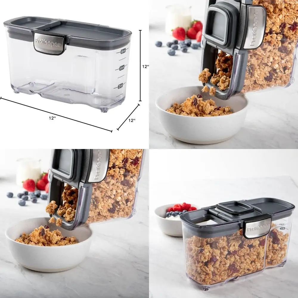 

2-Piece Clear Airtight Plastic Food Storage Containers with Magnetic Lids for Kitchen Organization, 1.5-Quart Cereal Keeper Set