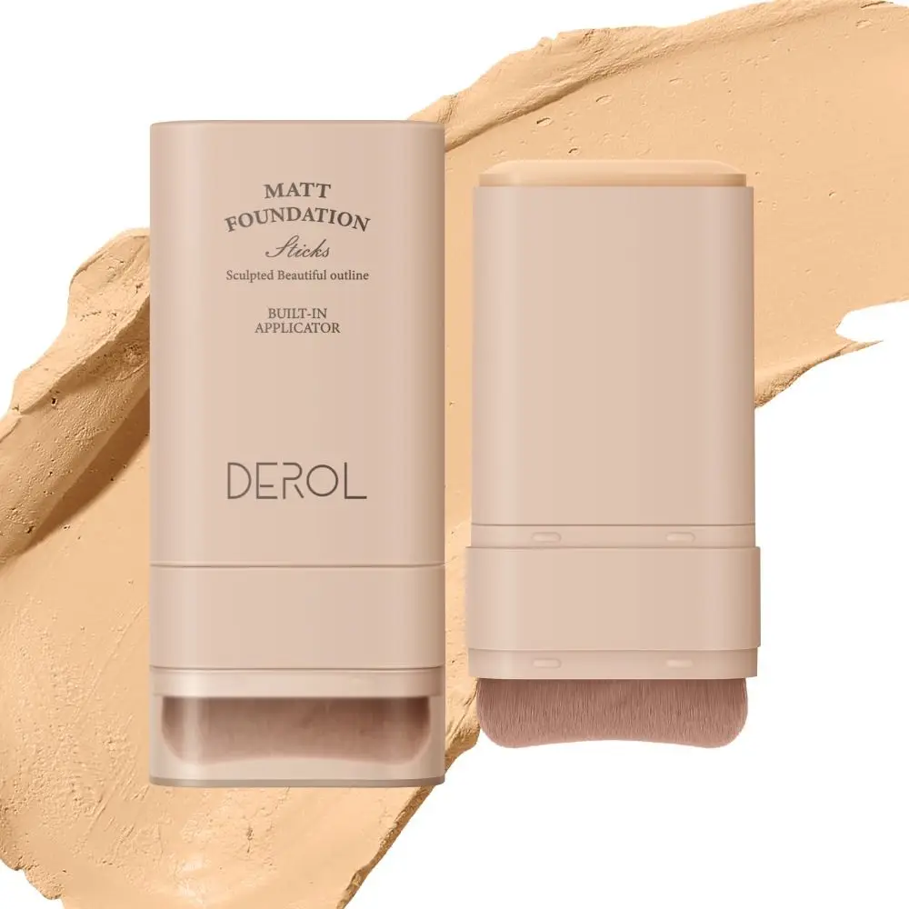 Velvet Matte Foundation Stick Long-lasting Waterproof Foundation Cream with Brush Flawless Makeup Highly Malleable