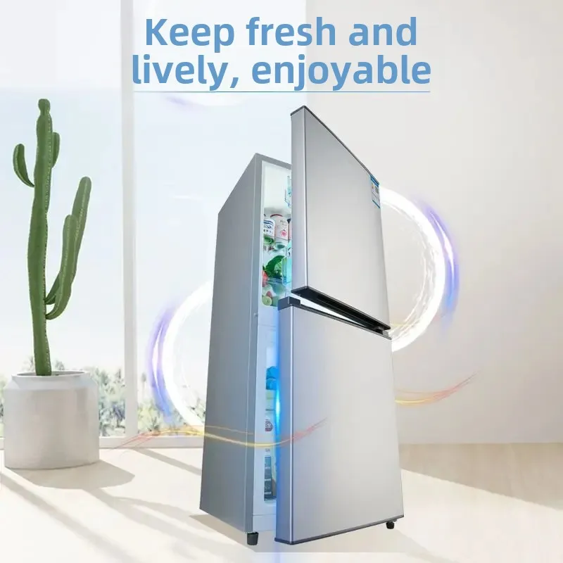 Refrigerador pequeño de doble puerta con ahorro de energía, refrigerador compacto de tres puertas para casas de alquiler, dormitorio, electrodoméstico de marca auxiliar