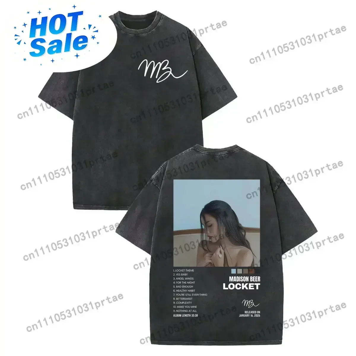 Vintage Washed Madison Beer The Locket Tour 2026 Graphic T Shirts Fashion Pop Music T-shirt Men Women Casual Oversized T-shirts