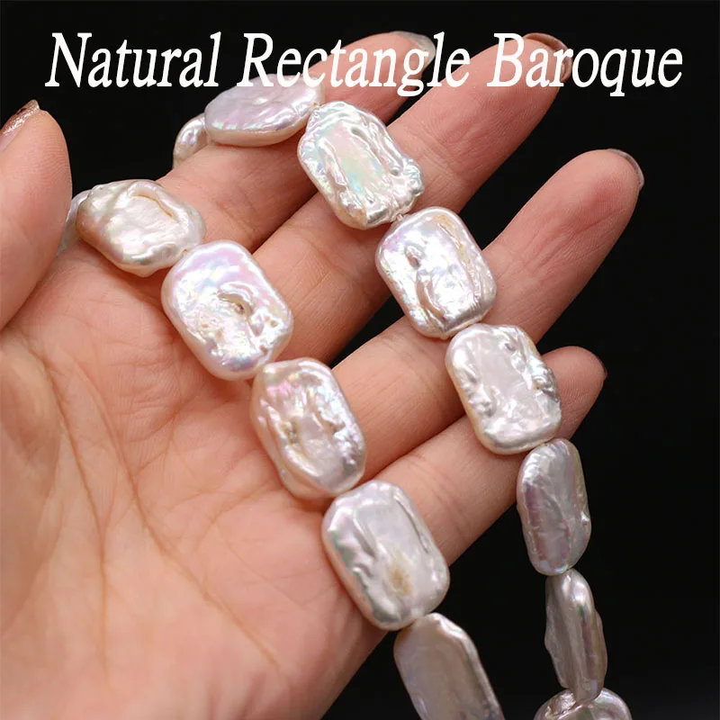 

Natural Baroque Freshwater Pearl Bead Rectangle Loose Punch Bead for Jewelry Making Diy Necklace Bracelet Accessories