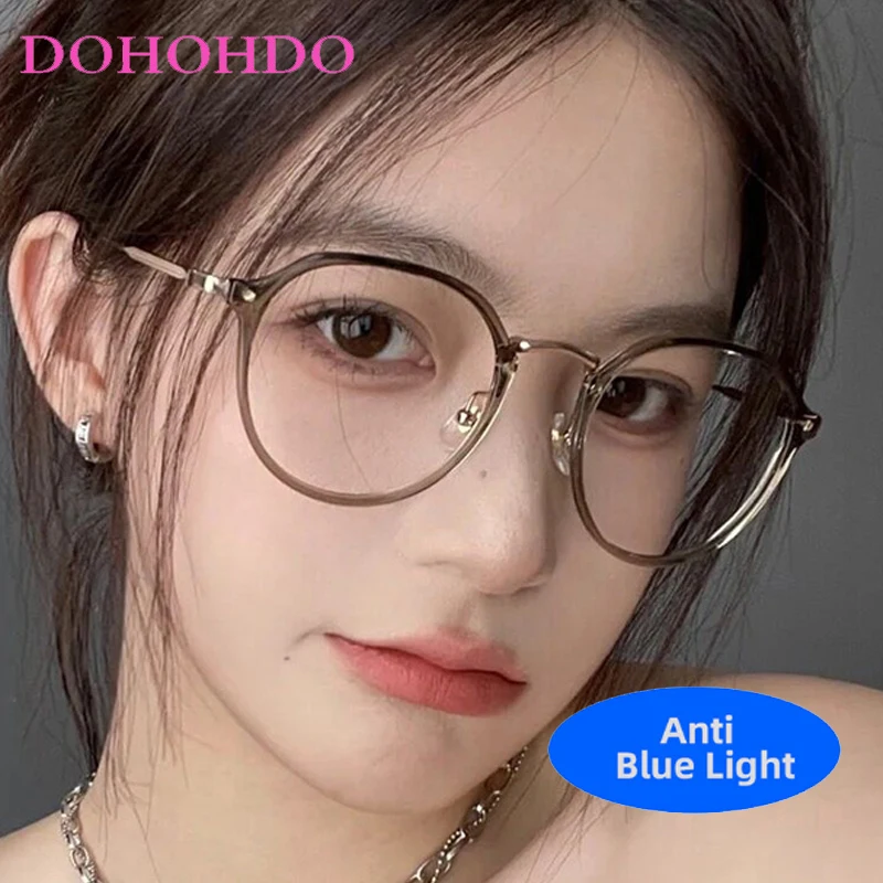 

Fashion Luxury Designer Metal Legs TR90 Oval Anti-Blue Light Glasses Woman Men Reading Eye Protection Optical Eyeglasses Lentes