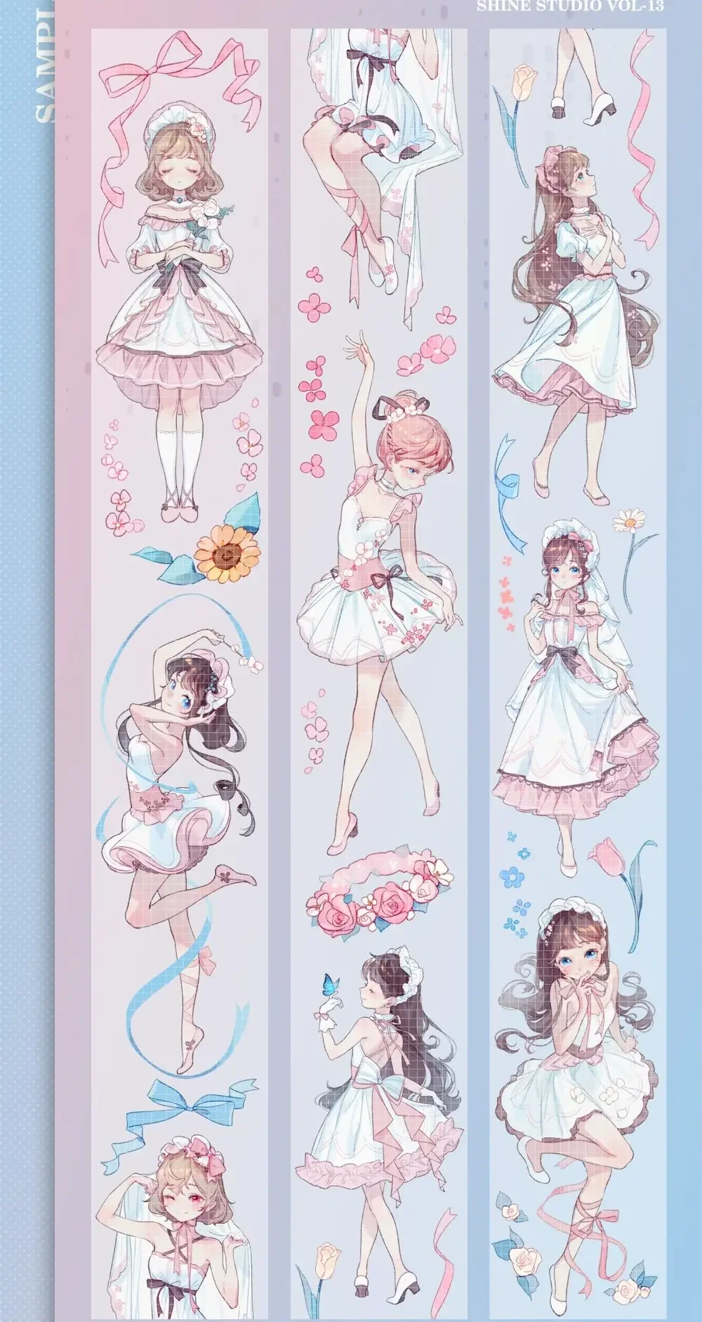 5Loop Cute Pink Flower Dancing Girl PET kawaii washi Tape